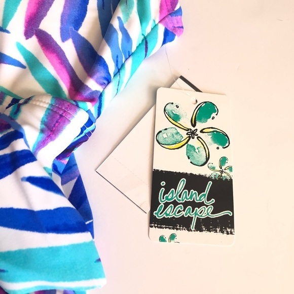 Island Escape Tiered Swim Top Ruffles Bandini Swimsuit Women’s Size 8 NEW - Picture 4 of 8